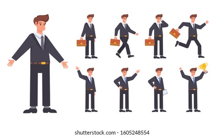 Set of Businessman with different pose,illustration man.vector Businessman