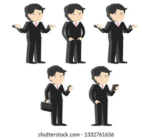 Set of  businessman different poses