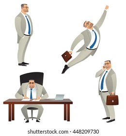 set of businessman in different poses. manager.