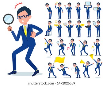 A set of businessman with digital equipment such as smartphones.There are actions that express emotions.It's vector art so it's easy to edit.
