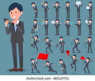 A set of businessman with digital equipment such as smartphones.
There are actions that express emotions.
It's vector art so it's easy to edit.