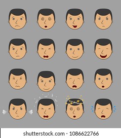 Set of businessman emoticons showing different facial expressions