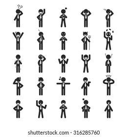 Set of businessman emotion character , Human pictogram Icons , eps10 vector format