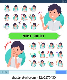 A set of businessman with expresses various emotions on the SNS screen.There are variations of emotions such as joy and sadness.It's vector art so it's easy to edit.
