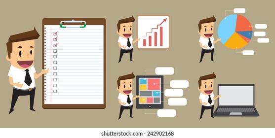 Set Businessman giving a presentation.vector