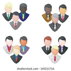 Set of businessman icon in group using pencil line style 