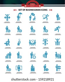 Set of Businessman icons,Blue version,vector