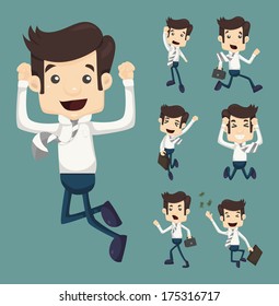 Set of businessman leaping characters poses , eps10 vector format