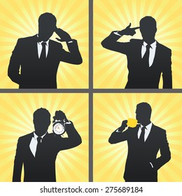 Set of businessman making signs
