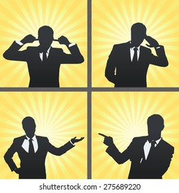 Set of businessman making signs