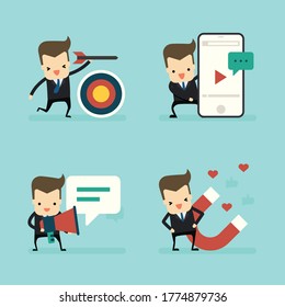 set of businessman in marketing concept vector