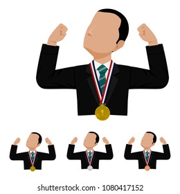 set of businessman with medal on transparent background
