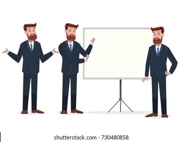 set of businessman in office vector illustration