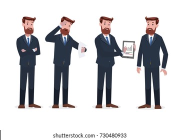 set of businessman in office vector illustration