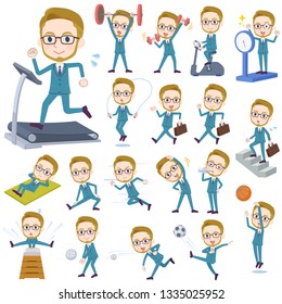 A set of Businessman on exercise and sports.There are various actions to move the body healthy.It's vector art so it's easy to edit.
