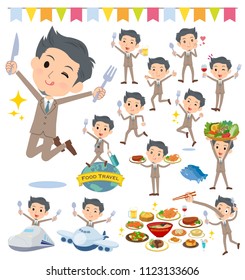 A set of businessman on food events.There are actions that have a fork and a spoon and are having fun.It's vector art so it's easy to edit.