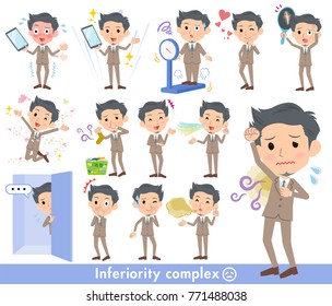 A set of Businessman on inferiority complex.
There are actions suffering from smell and appearance.
It's vector art so it's easy to edit.