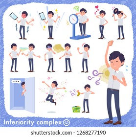 A set of businessman on inferiority complex.There are actions suffering from smell and appearance.It's vector art so it's easy to edit.