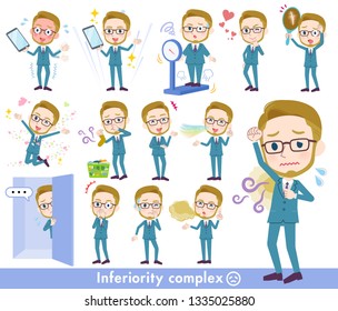 A set of Businessman on inferiority complex.There are actions suffering from smell and appearance.It's vector art so it's easy to edit.
