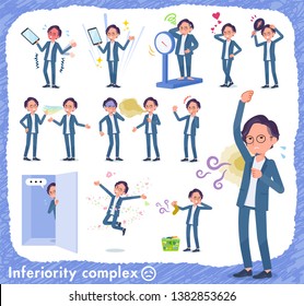 A set of businessman on inferiority complex.There are actions suffering from smell and appearance.It's vector art so it's easy to edit.
