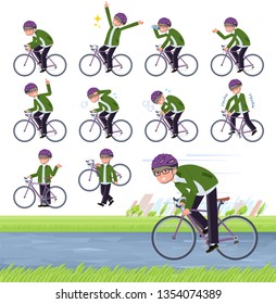 A set of businessman on a road bike.There is an action that is enjoying.It's vector art so it's easy to edit.
