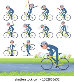 A set of businessman on a road bike.There is an action that is enjoying.It's vector art so it's easy to edit.
