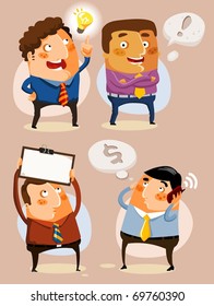 Set Businessman on vary activity. Vector illustration