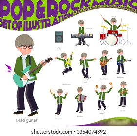 A set of businessman playing rock 'n' roll and pop music.There are also various instruments such as ukulele and tambourine.It's vector art so it's easy to edit.
