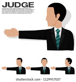 Set of businessman is presenting something beside him self