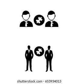 Set of Businessman puzzle vector  icon.