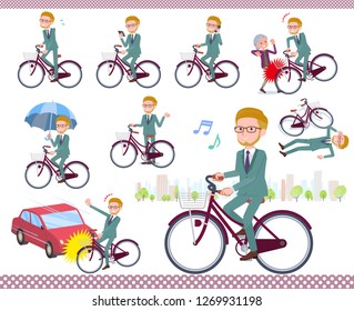 A set of businessman riding a city cycle.There are actions on manners and troubles.It's vector art so it's easy to edit.