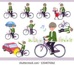 A set of businessman riding a city cycle.There are actions on manners and troubles.It's vector art so it's easy to edit.
