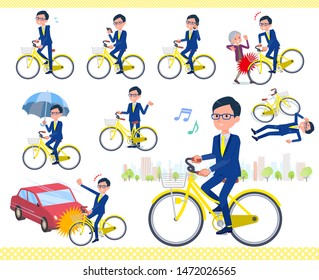 A set of businessman riding a city cycle.There are actions on manners and troubles.It's vector art so it's easy to edit.
