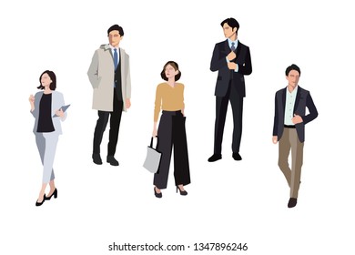 set of Businessman showing different gestures character vector design. - Vector