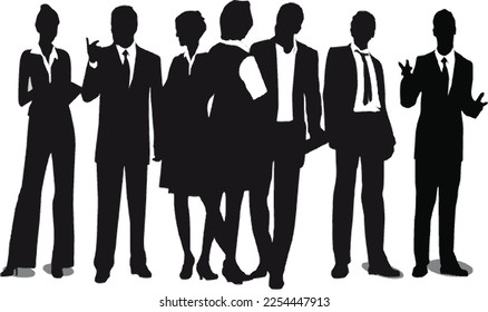 Set Of Businessman Silhouettes, group of business peoples, set of office team doodles