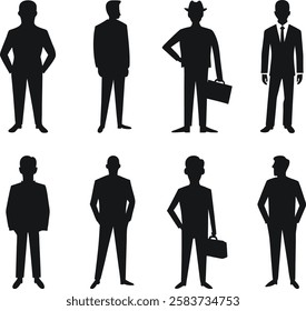 Set of Businessman Silhouettes – Professional Corporate Figures Vector Collection