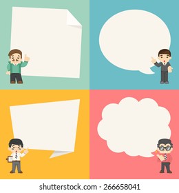 Set of businessman with speech bubbles character , eps10 vector format
