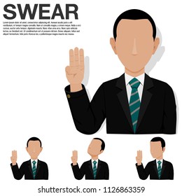 Set of businessman is swearing
