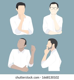 Set of businessman in thinking