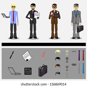 set of businessman with tools