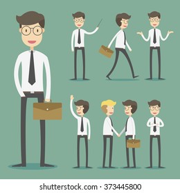 Set of businessman in various poses and expressing feeling and emotion