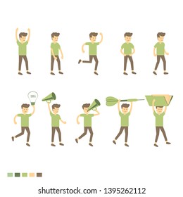 Set of Businessman in various poses, Flat illustration, cartoon character,  Vector