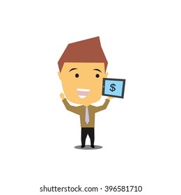 set of businessman vector character with different pose