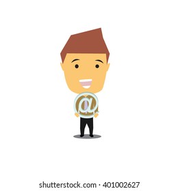 set of businessman vector character with different pose