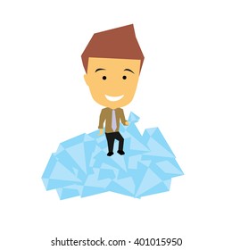 set of businessman vector character with different pose