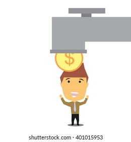 set of businessman vector character with different pose