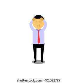 set of businessman vector character with different pose