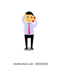 set of businessman vector character with different pose