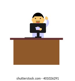 set of businessman vector character with different pose
