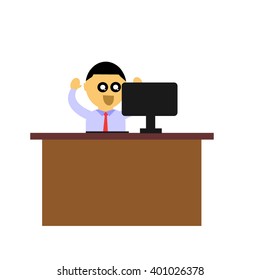 set of businessman vector character with different pose